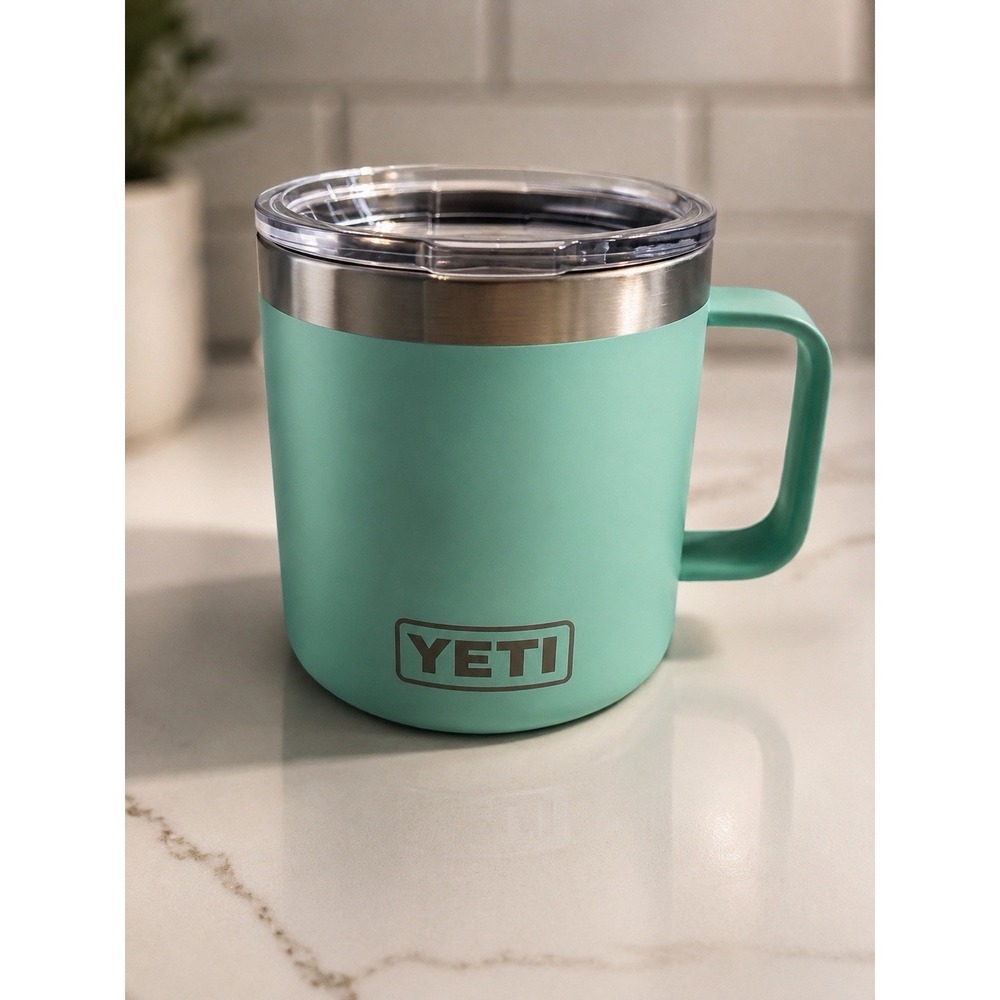 YETI Rambler 14 oz Stainless Steel Mug with MagSlider Lid -  Sea Foam AUTHENTIC
